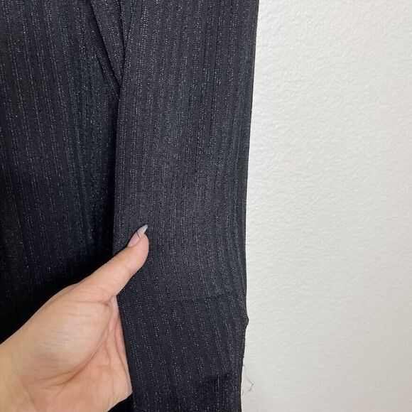 Minkpink Jumpsuit Small Black Shimmer Short Sleeve Ribbed Twist Front Lined Zip - Picture 13 of 16